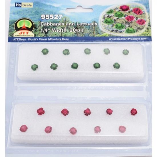 JTT 95527 Cabbage & Lettuce, 1/4 width, HO-Scale, (20 per pack)