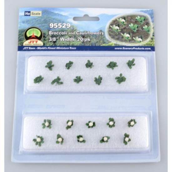 JTT 95529 Broccoli & Cauliflower, 3/8 width, HO-Scale, (20 per pack)