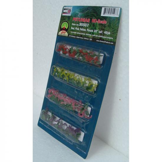JTT 95550 Petunias Assorted, 3/8, HO-Scale, (30 per pack)