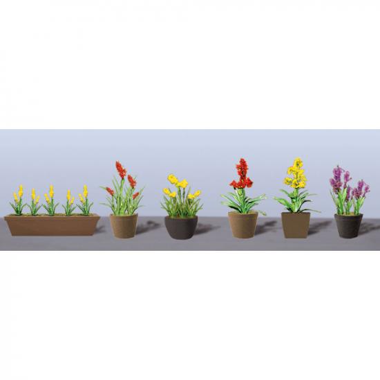 JTT 95567 Assorted Potted Flower Plants 2, HO-Scale, (6 pack)