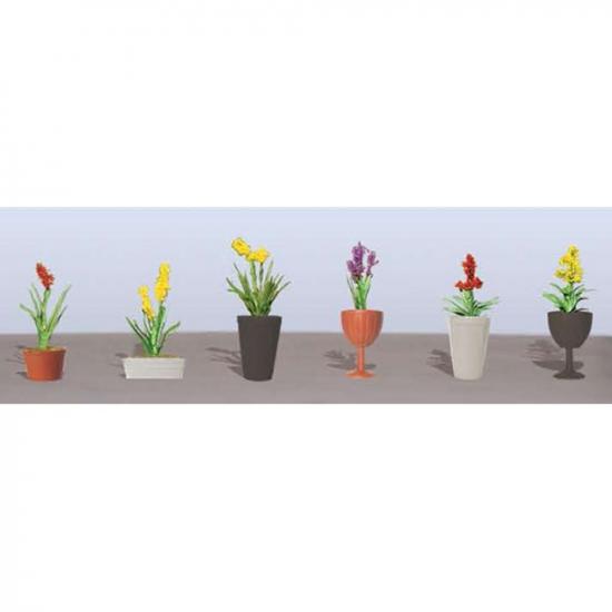 JTT 95567 Assorted Potted Flower Plants 2, HO-Scale, (6 pack)