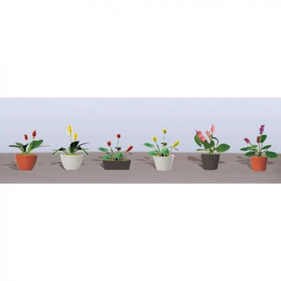 JTT 95570 Assorted Potted Flower Plants 3, O-Scale, (6 pack)