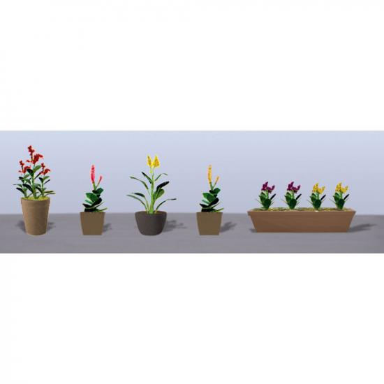 JTT 95572 Assorted Potted Flower Plants 4, O-Scale, (6 pack)
