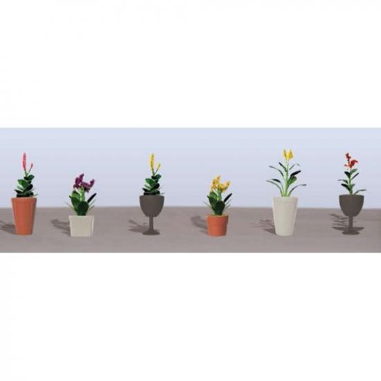 JTT 95572 Assorted Potted Flower Plants 4, O-Scale, (6 pack)