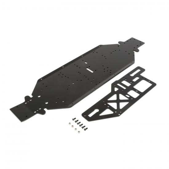 Chassis w/Brace plate - 4mm - Black: DBXL-E