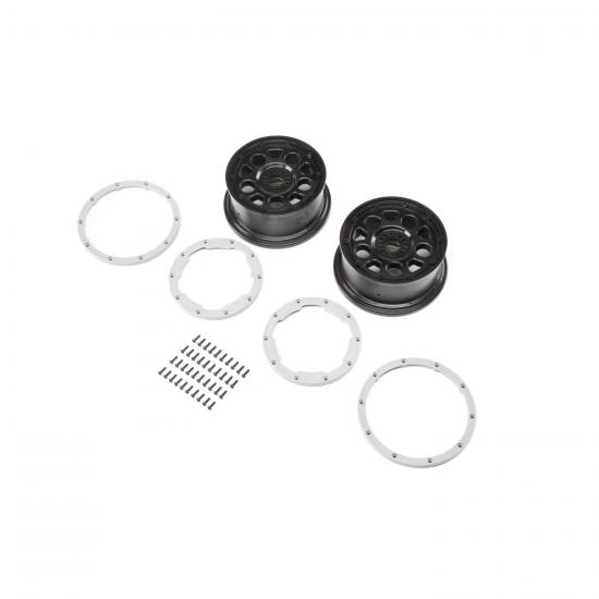 Wheel - Black; Beadlock - Silver (2): DBXL-E