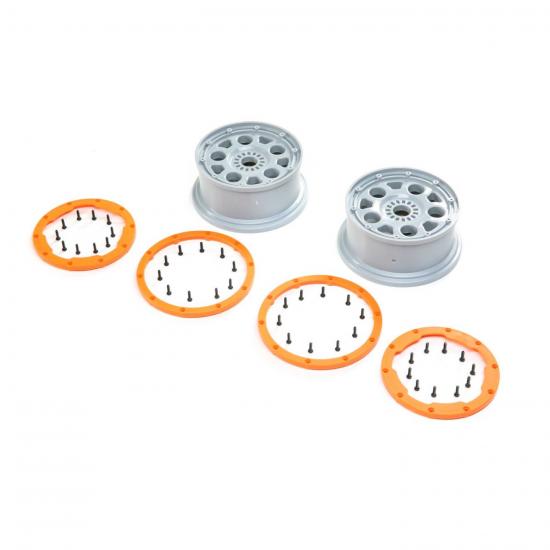 Wheels - Silver - Orange Bead Lock (2): DBXL-E 2.0