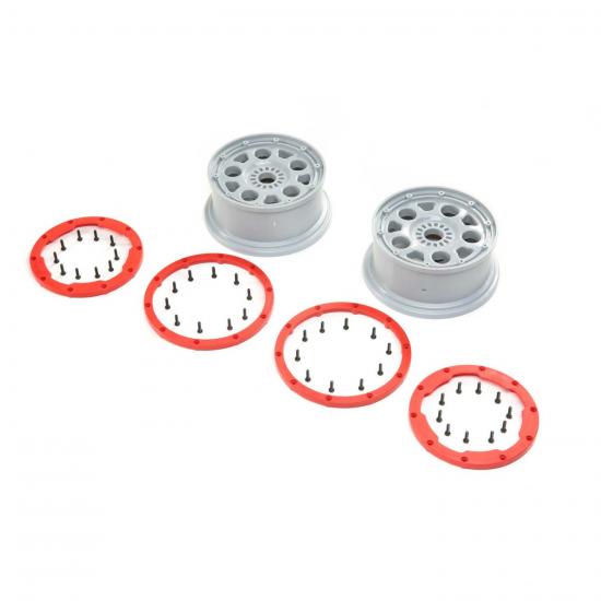 Wheels - Silver - Red Bead Lock (2): DBXL-E 2.0
