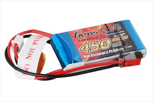 Gens Ace Soft Case 2S 7.4v 25C LiPo - 450mAh - BEC Connector