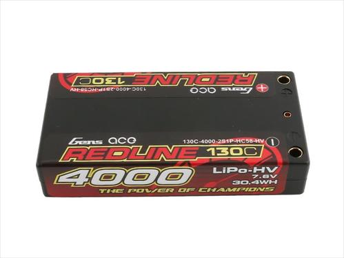 Gens Ace HV LiPo Shorty Hard Case - 2S 7.6V 4000mAh 130C - 4mm Tubes