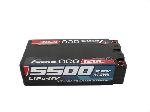 Gens Ace HV LiPo Shorty Hard Case - 2S 7.6V 5500mAh 120C - 5mm Tubes