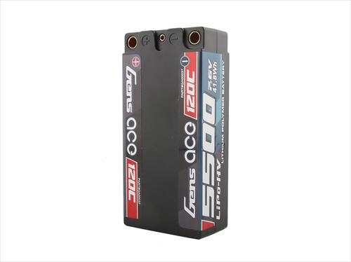 Gens Ace HV LiPo Shorty Hard Case - 2S 7.6V 5500mAh 120C - 5mm Tubes