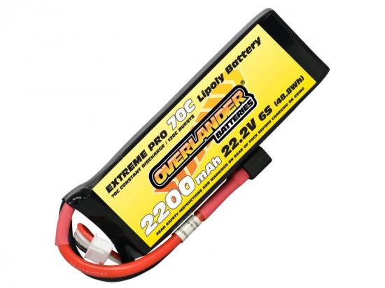 2200mAh 6S 22.2v 70C LiPo Battery - Overlander Extreme Pro - Deans