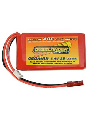 Overlander 450mAh 40C 2S LiPo Battery for Blade 130 X