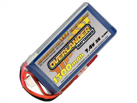 1300mAh 2S 7.4v 35C LiPo Battery - Overlander Supersport
