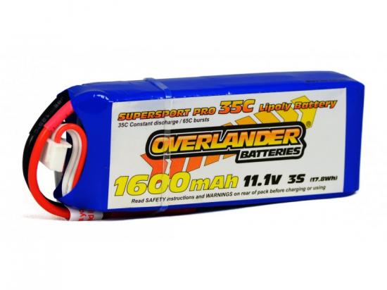 1600mAh 3S 11.1v 35C LiPo Battery - Overlander Supersport Pro