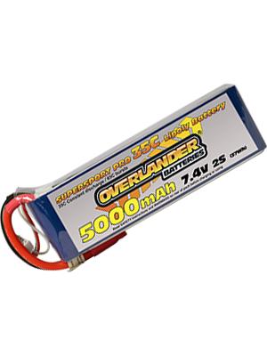 5000mAh 2S 7.4v 35C LiPo Battery - Overlander Supersport Pro - Deans