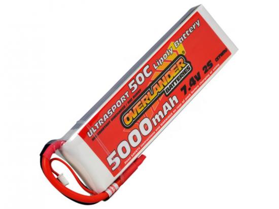 5000mAh 2S 7.4v 50C LiPo Battery - Overlander Ultrasport