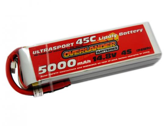 5000mAh 4S 14.8v 45C LiPo Battery - Overlander Ultrasport