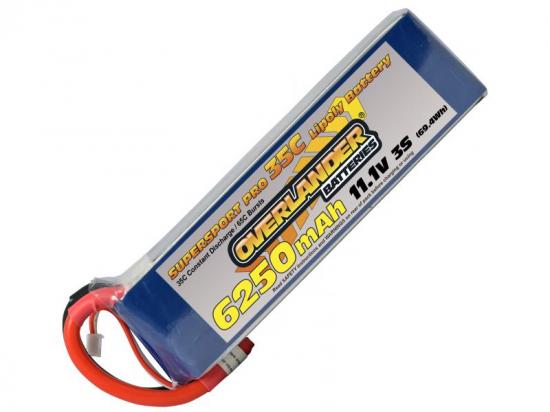 6250mAh 3S 11.1v 35C LiPo Battery - Overlander Supersport