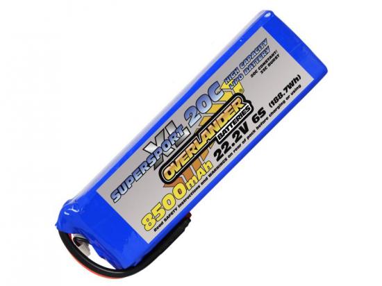 8500mAh 6S 22.2v 20C LiPo Battery - Overlander Supersport-Light XL