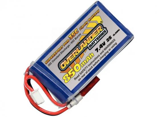 850mAh 2S 7.4v 35C LiPo Battery with BEC connector - Overlander Supersport