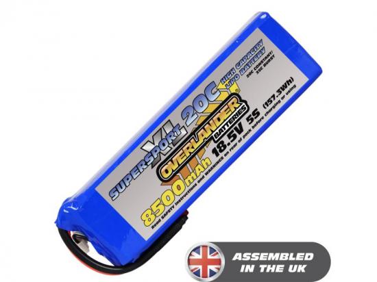 8500mAh 5S 18.5v 20C LiPo Battery - Overlander Supersport-Light XL