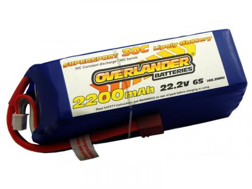 2200mAh 6S 22.2v 30C LiPo Battery - Overlander Supersport ** CLEARANCE **