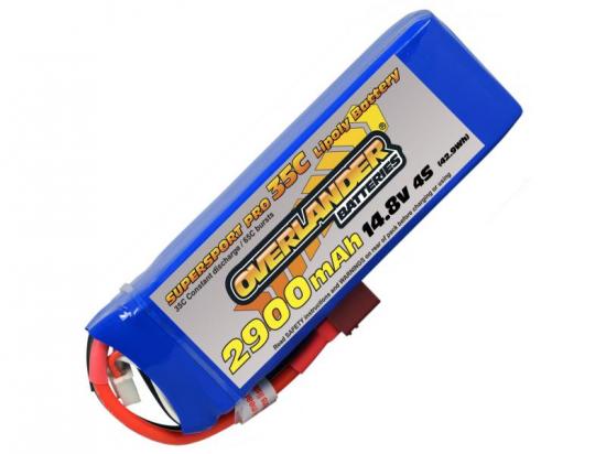 2900mAh 4S 14.8V 35C LiPo Battery with Deans Connector - Overlander Sport Pro