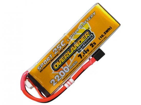 2200mAh 2S 7.4v 25C Lipo Battery - Overlander Sport