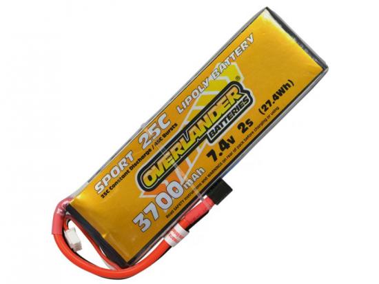 3700mAh 2S 7.4v 25C Lipo Battery - Overlander Sport