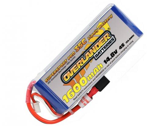1600mAh 4S 14.8v 35C Lipo Battery with Deans connector - Overlander Supersport Pro