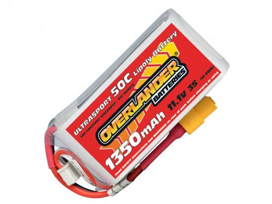 1350mAh 3S 11.1v 50C LiPo Battery with XT60 Connector - Overlander Ultrasport