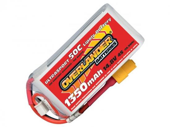 1350mAh 4S 14.8v 50C LiPo Battery with XT60 Connector - Overlander Ultrasport