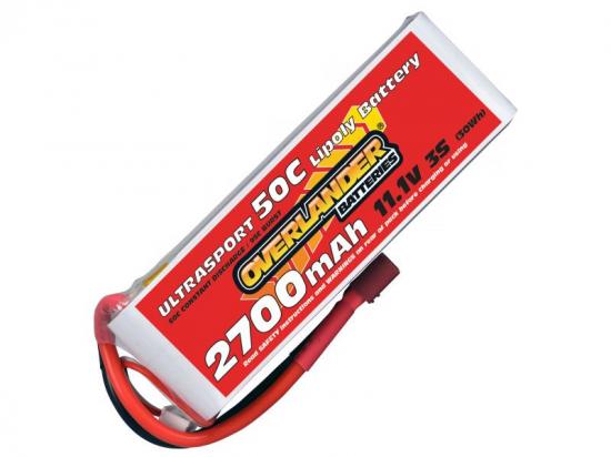 2700mAh 3S 11.1v 50C LiPo Battery - Overlander Ultrasport - Deans