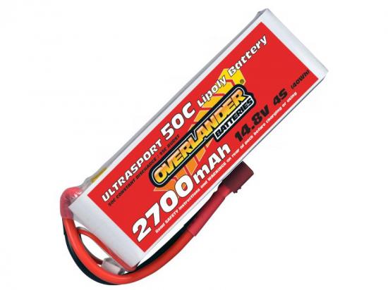 2700mAh 4S 14.8v 50C LiPo Battery - Overlander Ultrasport - Deans