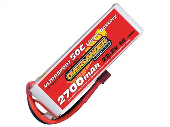 2700mAh 6S 22.2v 50C LiPo Battery - Overlander Ultrasport - Deans