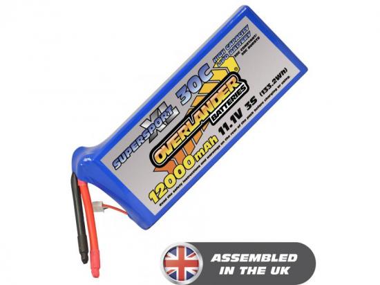 12000mAh 3S 11.1v 30C LiPo Battery - Overlander SupersportXL
