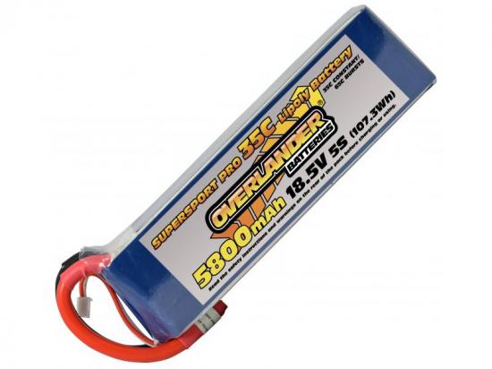 5800mAh 5S 18.5v 35C LiPo Battery - Overlander Supersport Pro