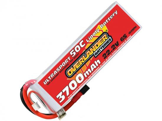 3700mAh 6S 22.2v 50C LiPo Battery - Overlander Ultrasport - Deans