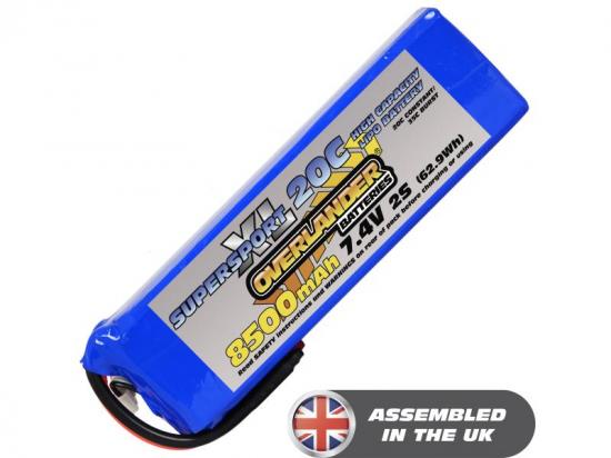 8500mAh 2S 7.4v 20C LiPo Battery - Overlander Supersport XL