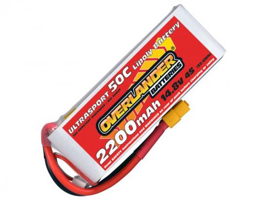 2200mAh 4S 14.8v 50C LiPo Battery with XT60 - Overlander Ultrasport