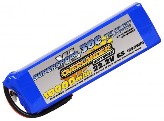 Overlander 10000mAh 22.2V 6S 30C SupersportXL LiPo Battery ** CLEARANCE **