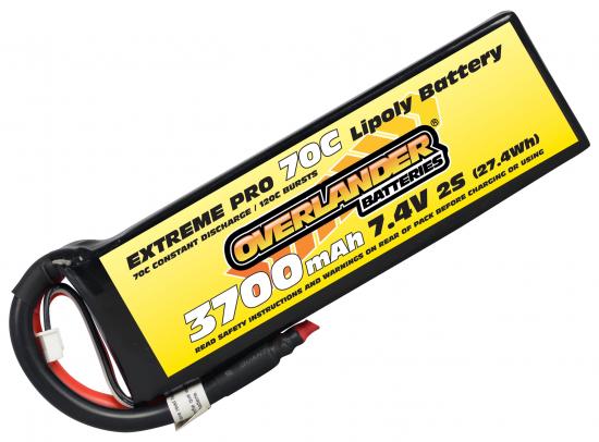 3700mAh 2S 7.4v 70C LiPo Battery - Overlander Extreme Pro