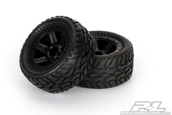 ProLine Dirt Hawg Tyres Mounted on Desperado Wheels - Fits Traxxas 1:16 Mini E-REVO, Etc - 1 Pair