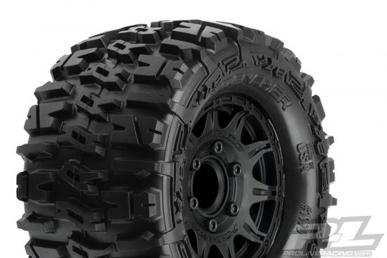 ProLine Trencher 2.8 Tyres Mounted on Black Raid 6X30 Removable Hex Wheels - 12mm Hex