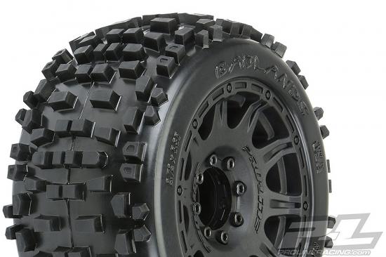 ProLine Badlands 3.8 Tyres Mounted on Raid Black 8X32 Wheels - 17mm Hex