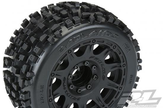 ProLine Badlands 3.8 Tyres Mounted on Raid Black 8X32 Wheels - 17mm Hex