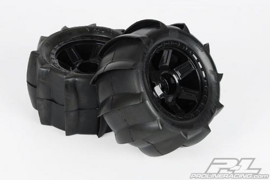 ProLine Sling Shot 3.8 Mounted on Black Desparado 1/2 Inch Offset Wheels - 17mm Hex