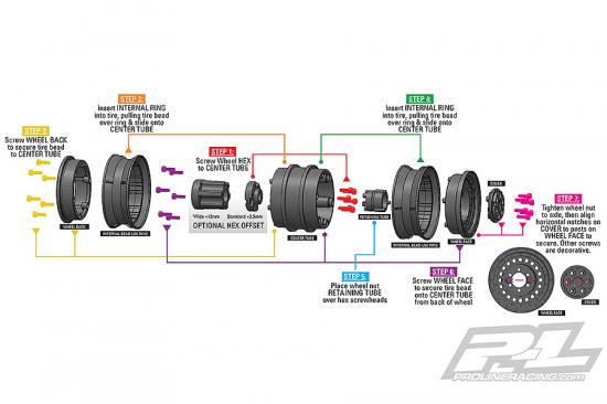 ProLine Carbine 1.9 Black Internal Beadloc Dually Wheels (2)